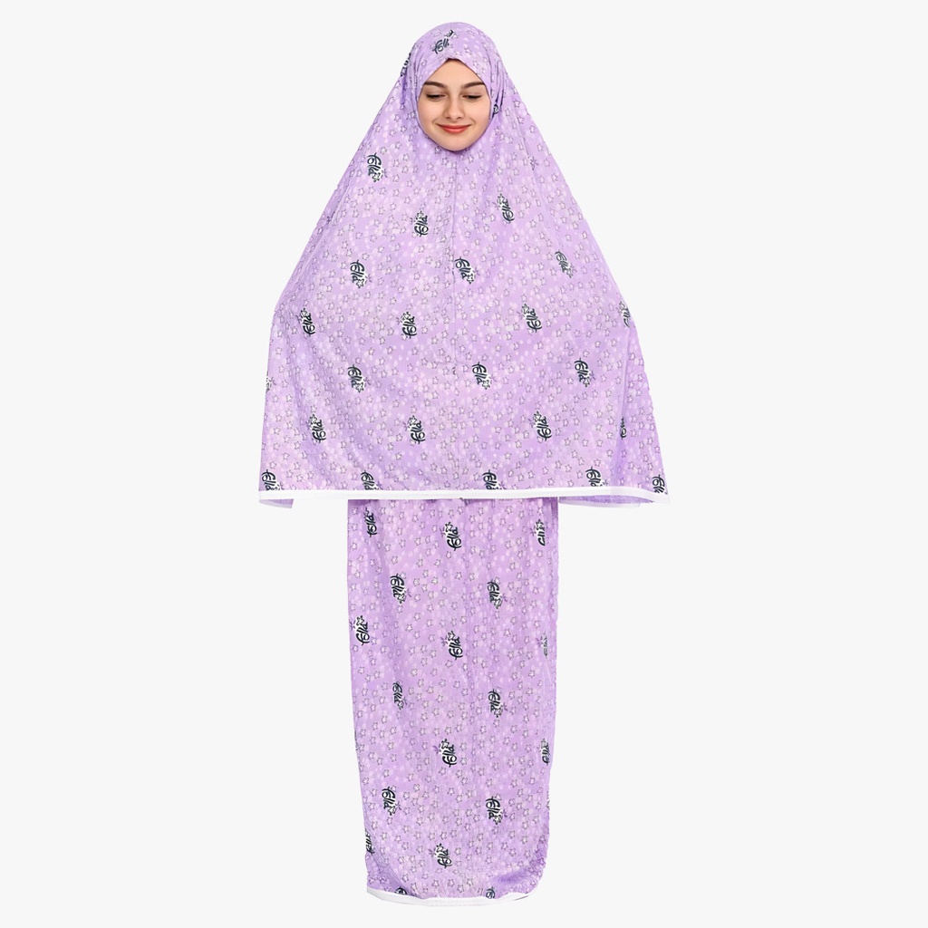 [P10101-Mor] Çocuk Namaz Elbisesi Fulla İki Parça %100 Pamuk Rahat Cilde Dost Kolsuz Kız Çocuk Mor