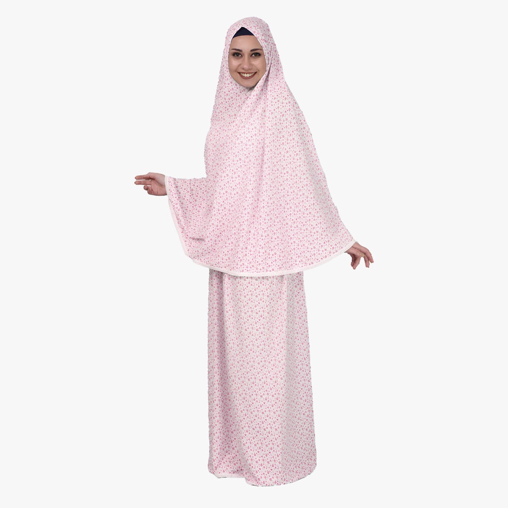 [P10061-Pempe] İki Parça Pamuklu Namaz Elbisesi Kolsuz Rahat Kullanışlı Pembe