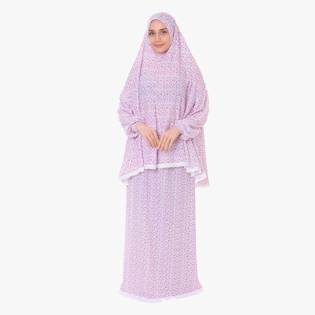 [P10091-Pembe] İki Parça Namaz Elbisesi %100 Pamuk Rahat Kullanışlı Pembe