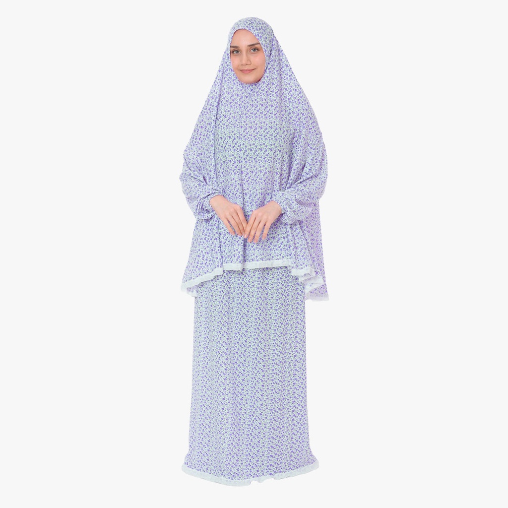 [P10091-Mor] İki Parça Namaz Elbisesi %100 Pamuk Rahat Kullanışlı Mor