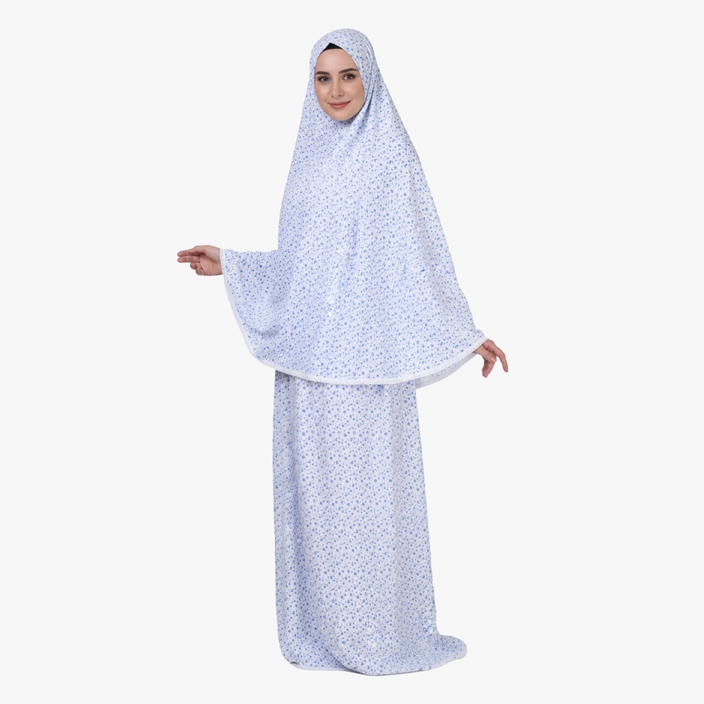[P10081-Mavi] ثوب صلاة قطعتين قطن 100% بدون أكمام مريح عملي لون أزرق